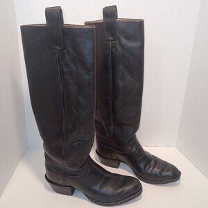 Vintage Men Sz 8.5D OLATHE BOOT CO 17" Black Buckaroo Riding Boots *EXCELLENT*